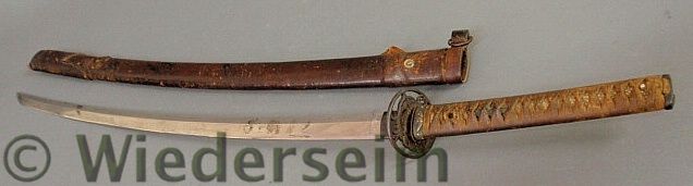 Leather sheathed Samurai sword with