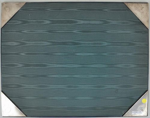 LEATHER, SILK MOIRE DESK BLOTTER,