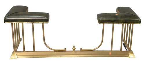 LEATHER UPHOLSTERED BRASS FIRE