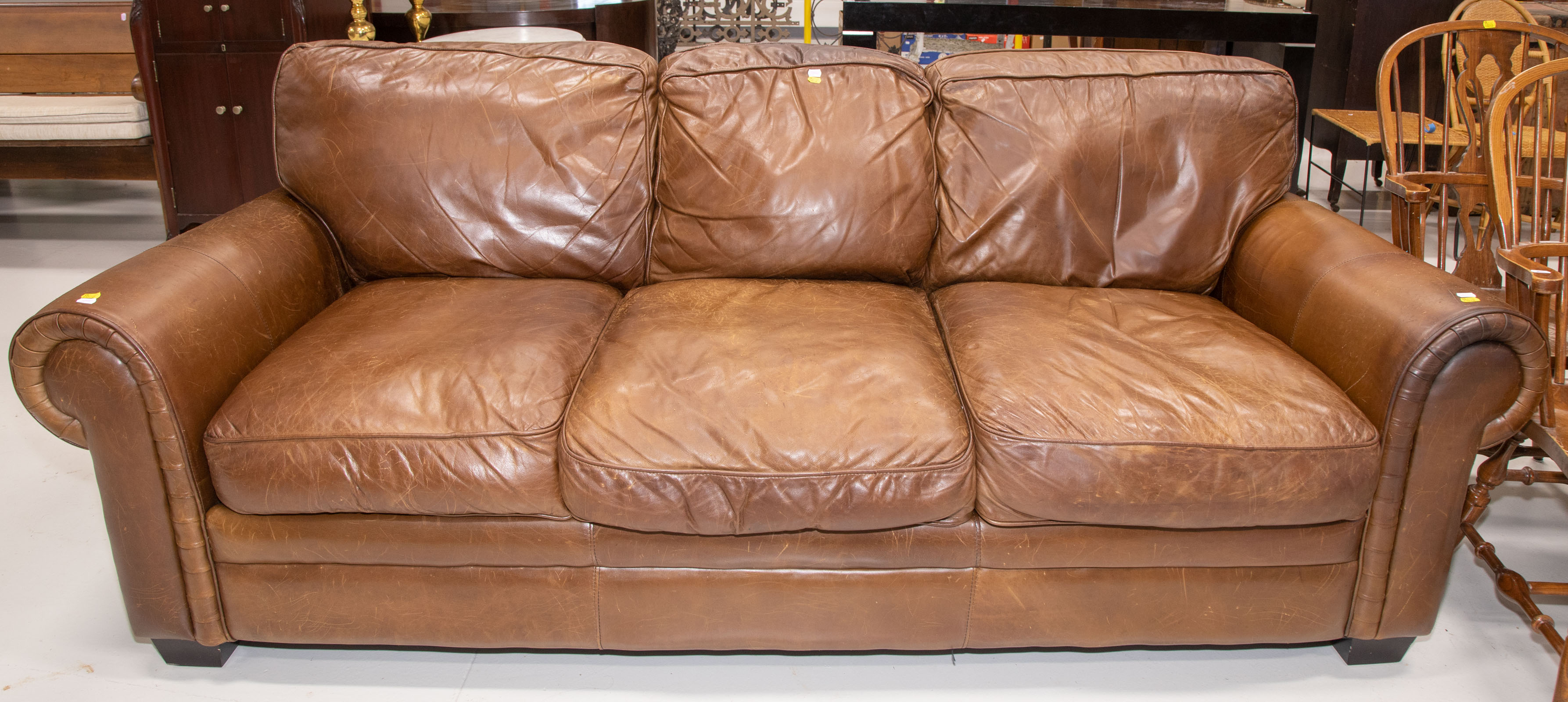 LEATHER-UPHOLSTERED SOFA