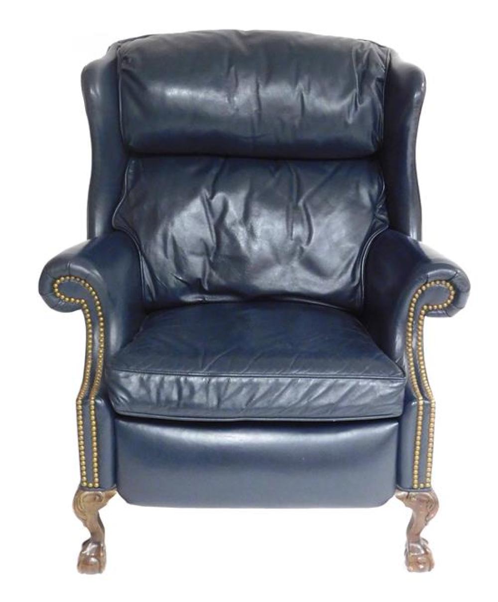 LEATHER WING CHAIR, CHIPPENDALE