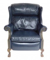LEATHER WING CHAIR, CHIPPENDAL