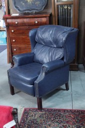 LEATHER WING CHAIR. Manufactur