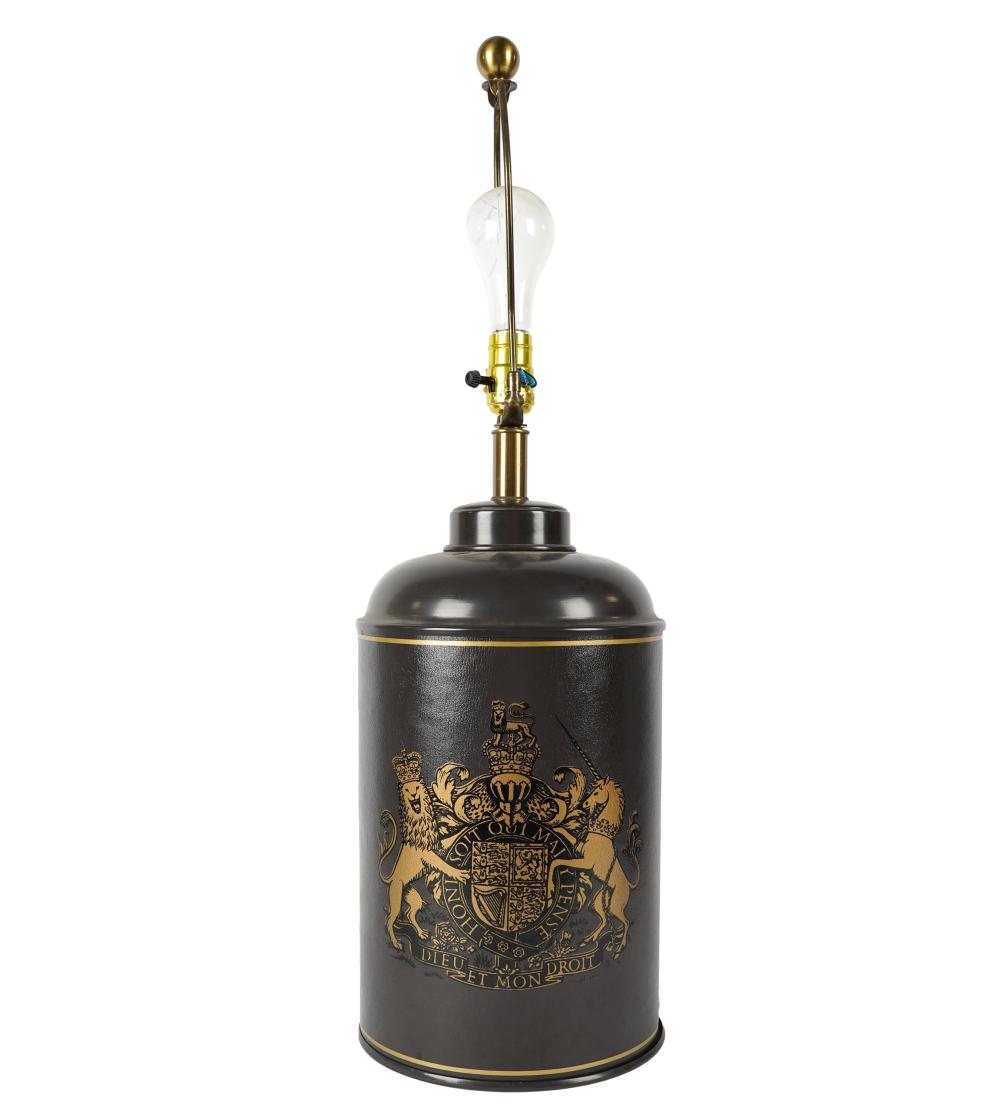 LEATHER-WRAPPED TOLE CANISTER