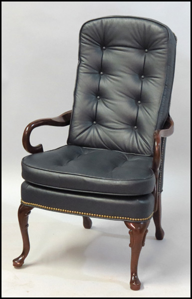 LEATHERCRAFT OPEN ARMCHAIR. With