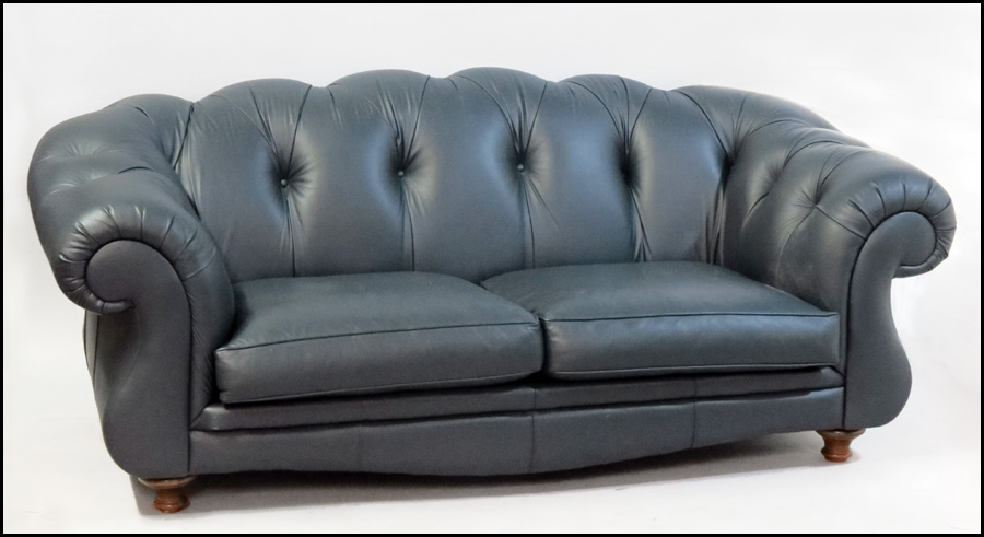 LEATHERCRAFT TWO CUSHION SOFA. H: