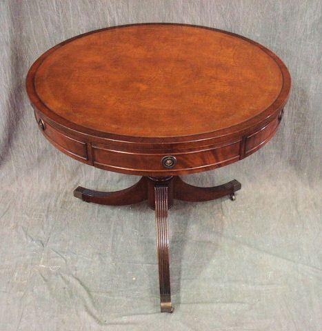 Leathertop 2 Drawer Drum Table.