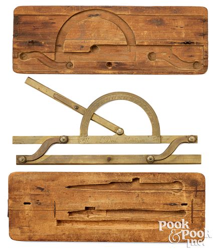 LEBBEUS DOD BRASS PROTRACTOR AND