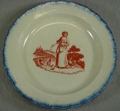 Leeds pearlware blue feathered