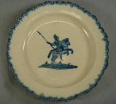 Leeds pearlware blue feathered