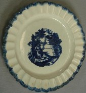 Leeds pearlware blue feathered