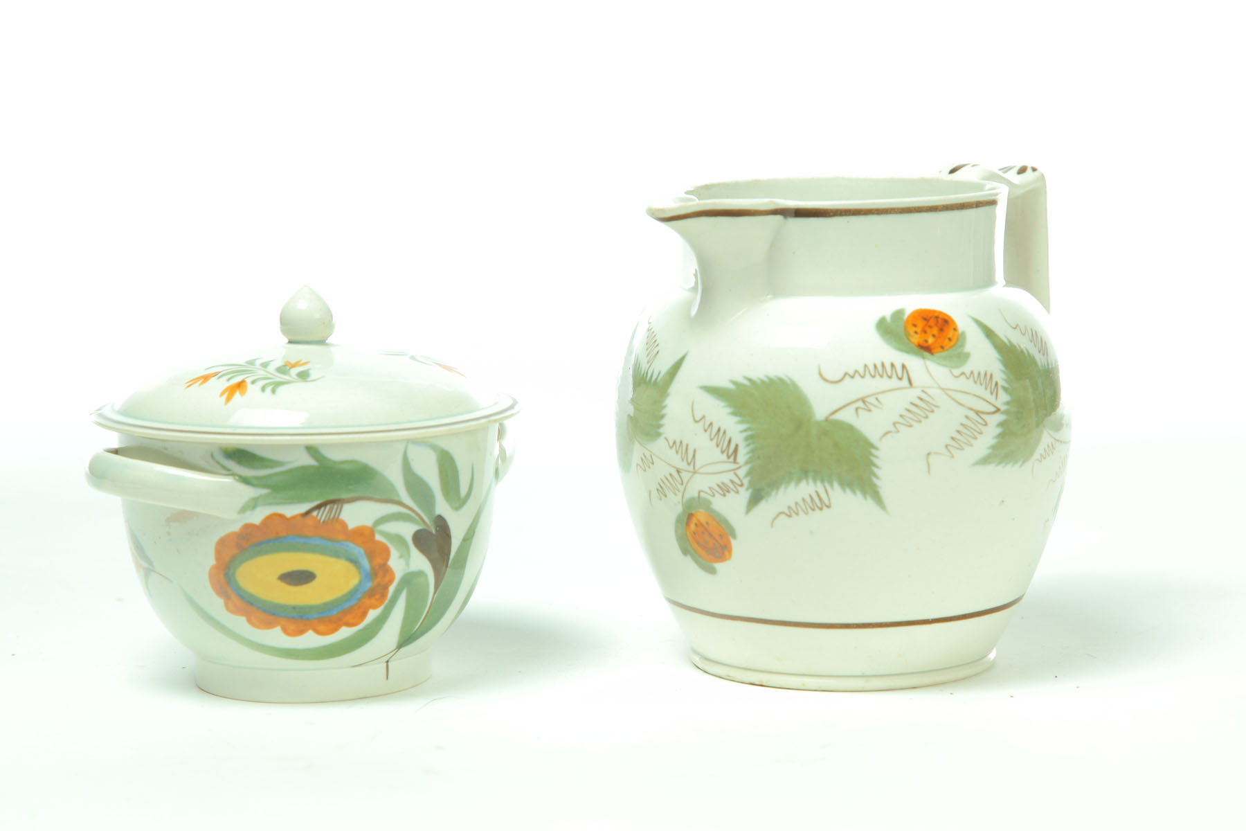 LEEDS PITCHER AND SUGAR BOWL. 