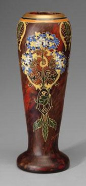 Legras art glass vase, of roun