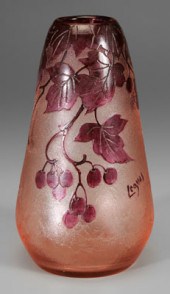 Legras art glass vase, tapered