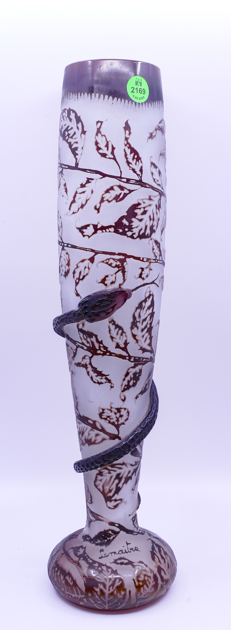 Lemaitre French Cameo Glass Snake