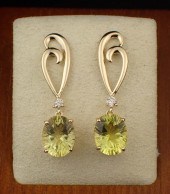 LEMON CITRINE AND DIAMOND EARR