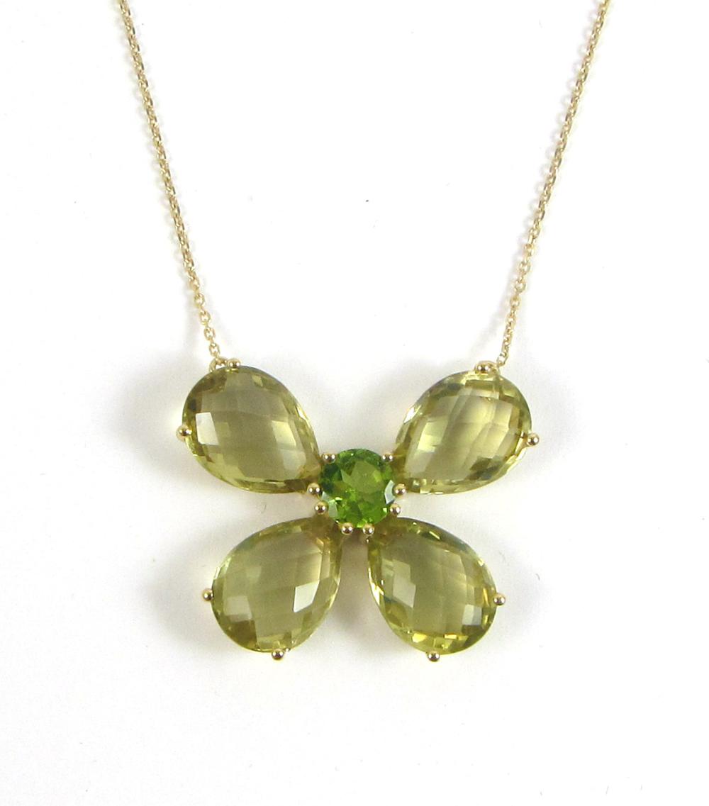 LEMON CITRINE AND PERIDOT NECKLACE,