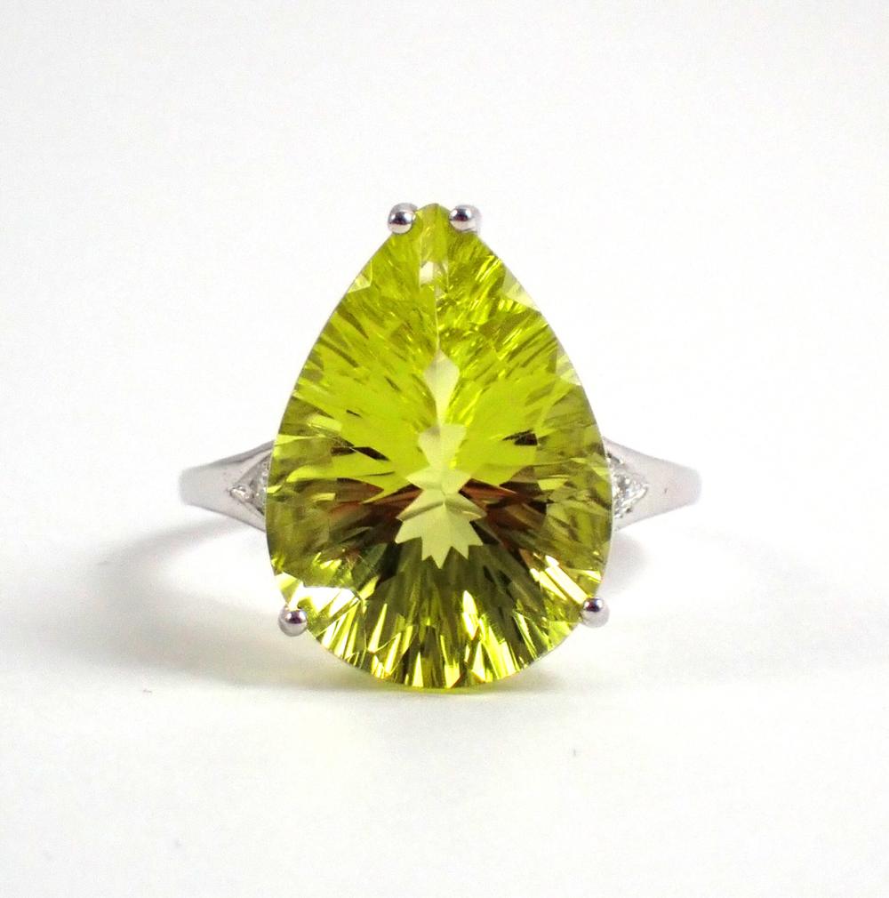 LEMON CITRINE, DIAMOND AND FOURTEEN