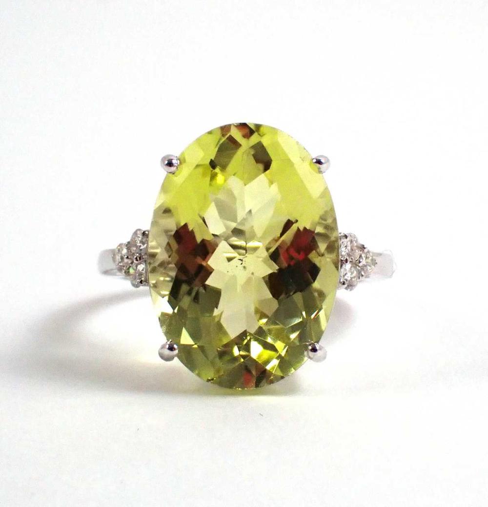 LEMON CITRINE, DIAMOND AND FOURTEEN