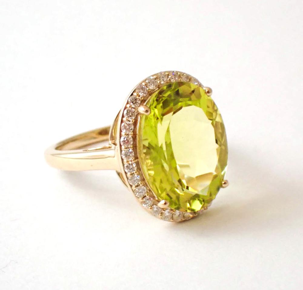 LEMON CITRINE, DIAMOND AND FOURTEEN