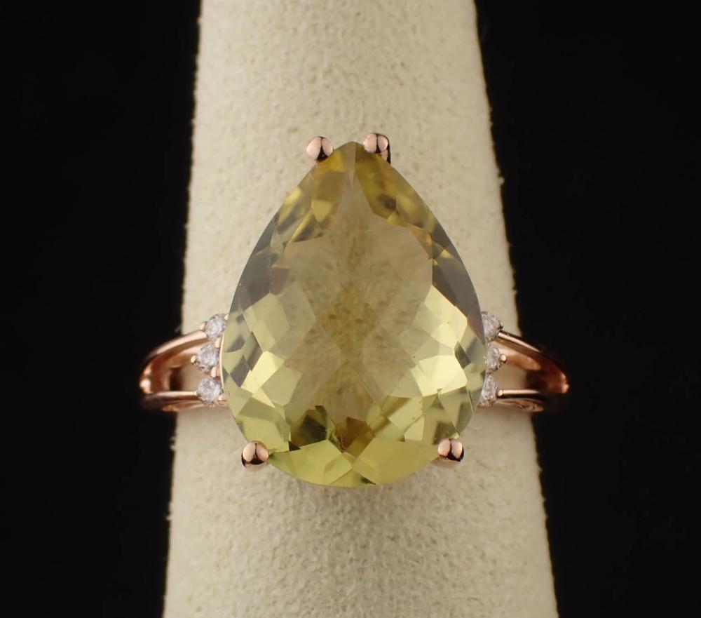 LEMON QUARTZ, DIAMOND AND ROSE GOLD