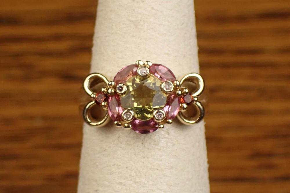 LEMON QUARTZ, TOURMALINE AND GOLD