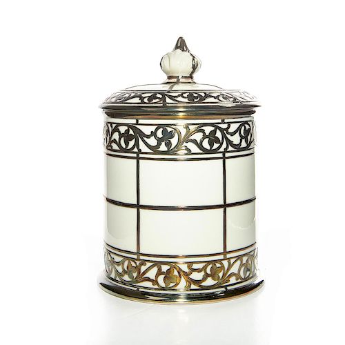 LENOX JAR WITH LID, FLORAL GERMAN