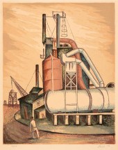 LEON BIBEL, INDUSTRIAL SCENE,