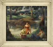 LEON KROLL OIL ON CANVAS, BATH