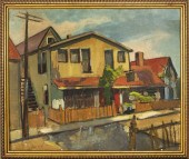 LEON KROLL "STREET SCENE" OIL