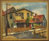LEON KROLL "STREET SCENE" OIL
