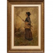 LEON MORAN, OIL ON BOARD John