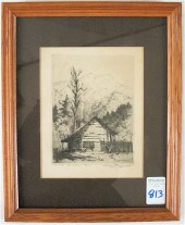 LEON PESCHERET ETCHING (Britis