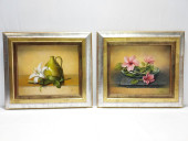 LEON REINA PAIR STILL LIFE OIL