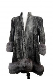LEON VISSOT GREY FUR COATCondi
