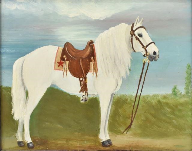 LEONA SMITH FOLK ART PAINTING WHITE