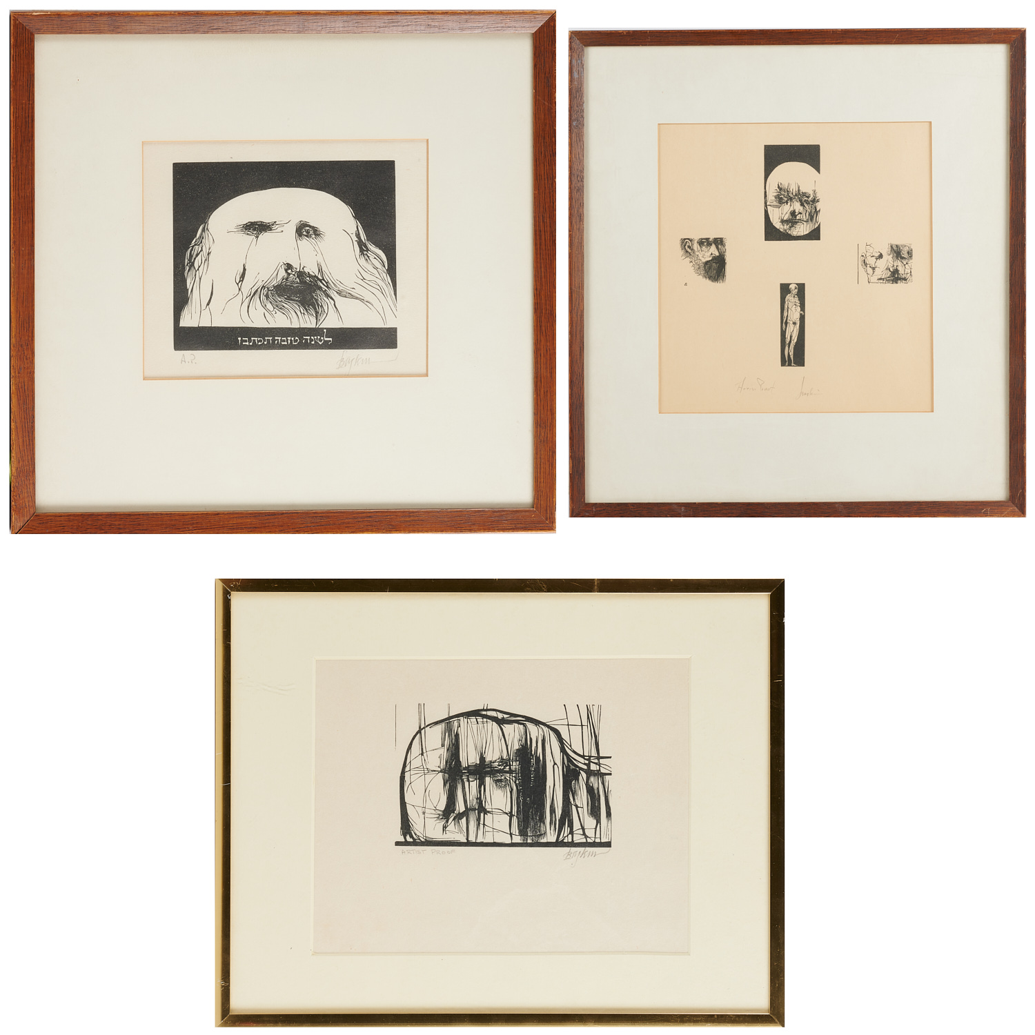 LEONARD BASKIN, (3) WOOD ENGRAVINGS
