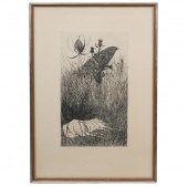 LEONARD BASKIN FRAMED ENGRAVIN