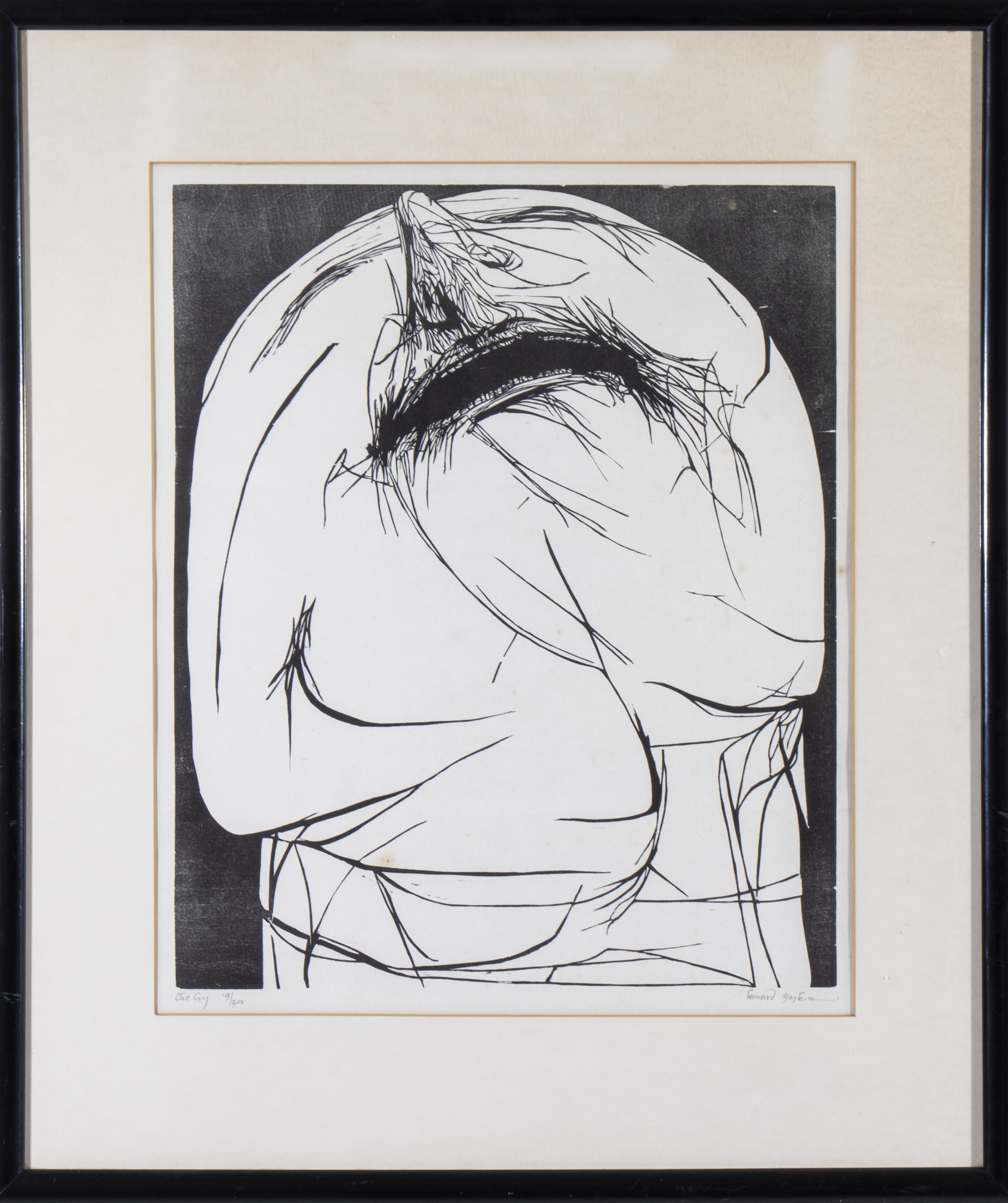 LEONARD BASKIN "THE CRY" WOODCUT