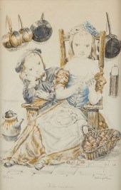 LEONARD FOUJITA LITHOGRAPH "A