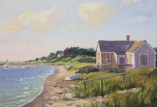 LEONARD MIZEREK OIL ON WOOD "SUMMER