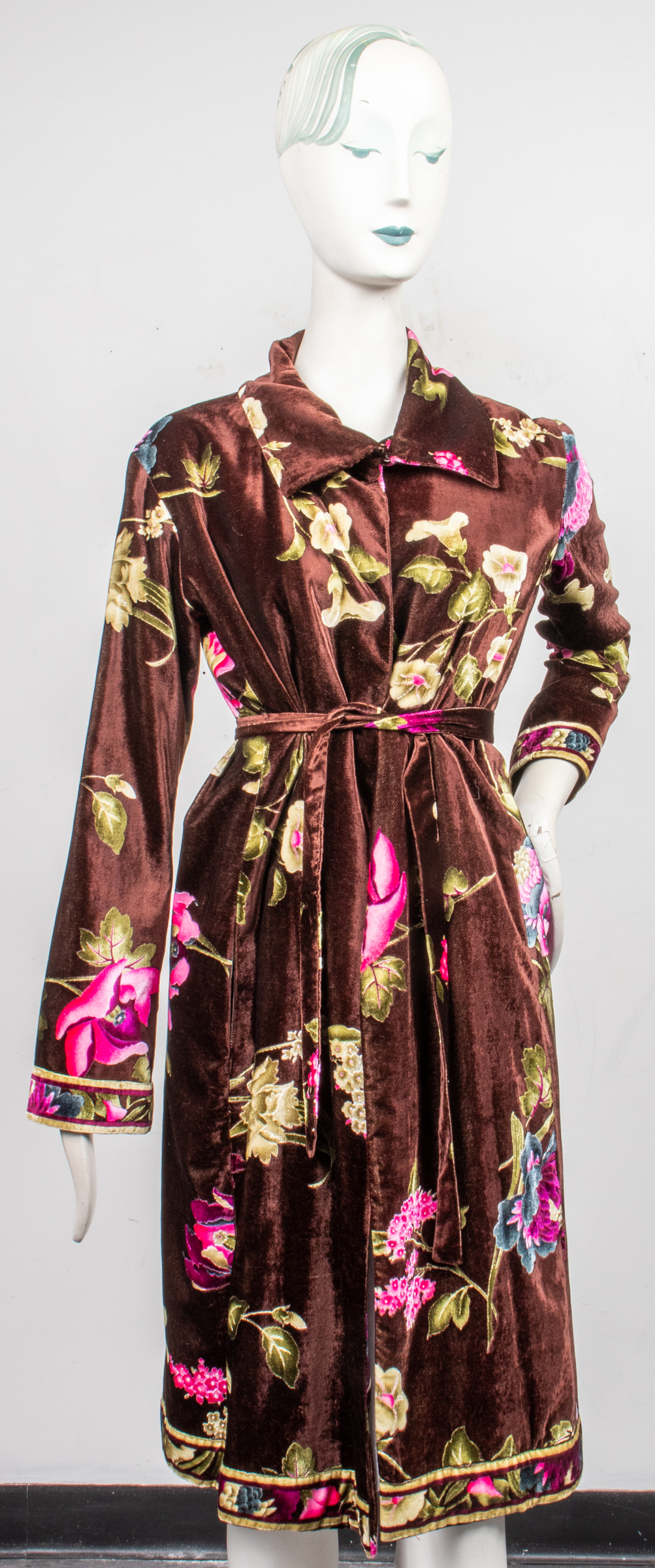 LEONARD PARIS BROWN FLORAL VELVET