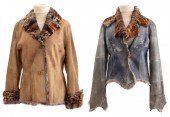 LEOPARD PRINT FUR TRIM LEATHER