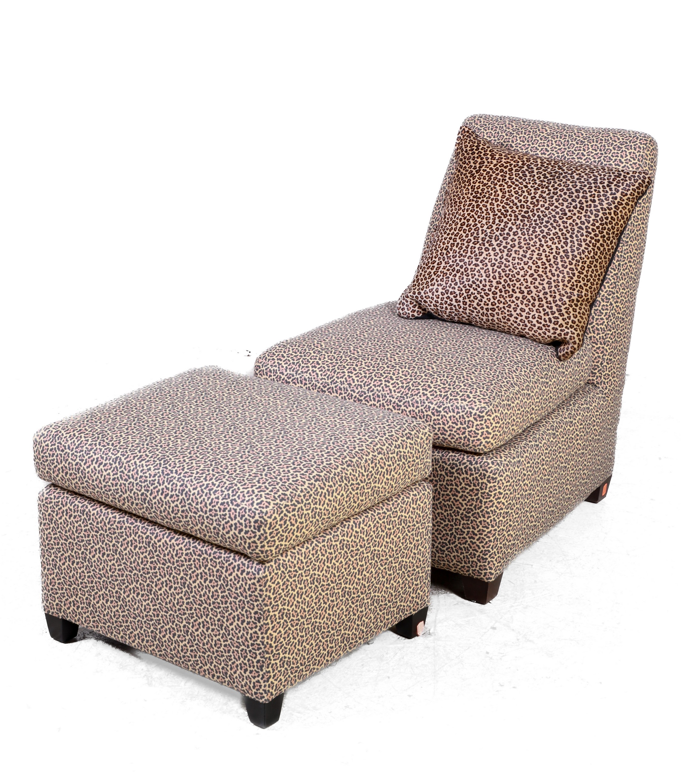 Leopard upholstered slipper chair