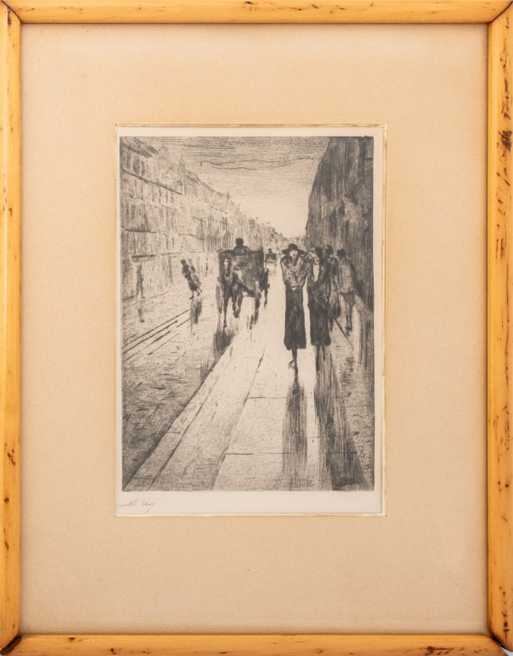 LESSER URY "STROLLERS IN RAIN..."