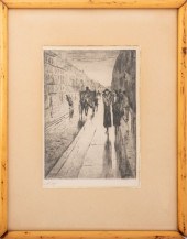 LESSER URY "STROLLERS IN RAIN.