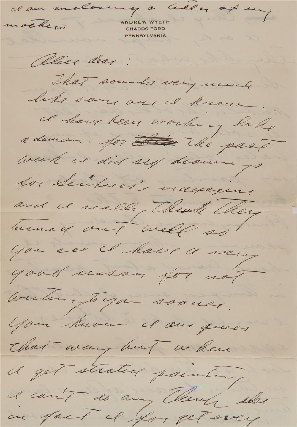 LETTER FROM ANDREW WYETH (AMERICAN,