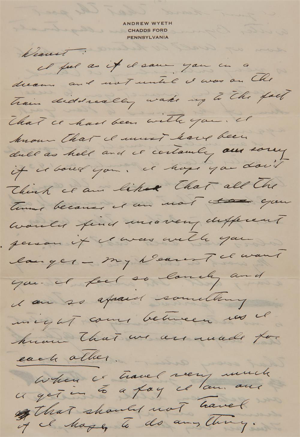 LETTER FROM ANDREW WYETH (AMERICAN,