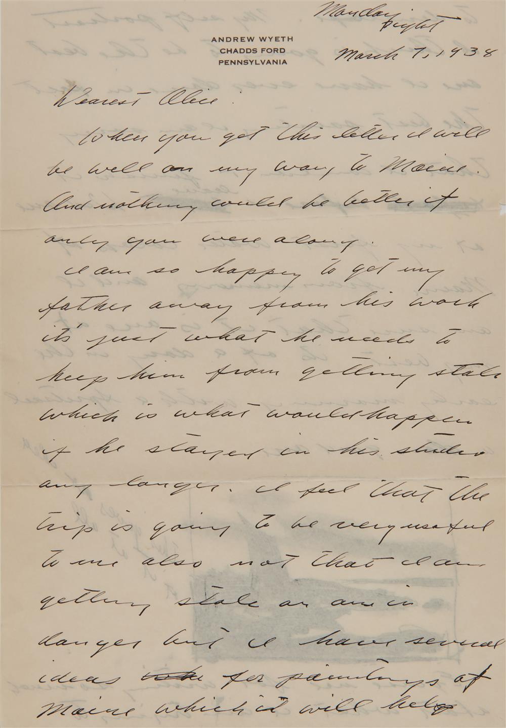 LETTER FROM ANDREW WYETH (AMERICAN,