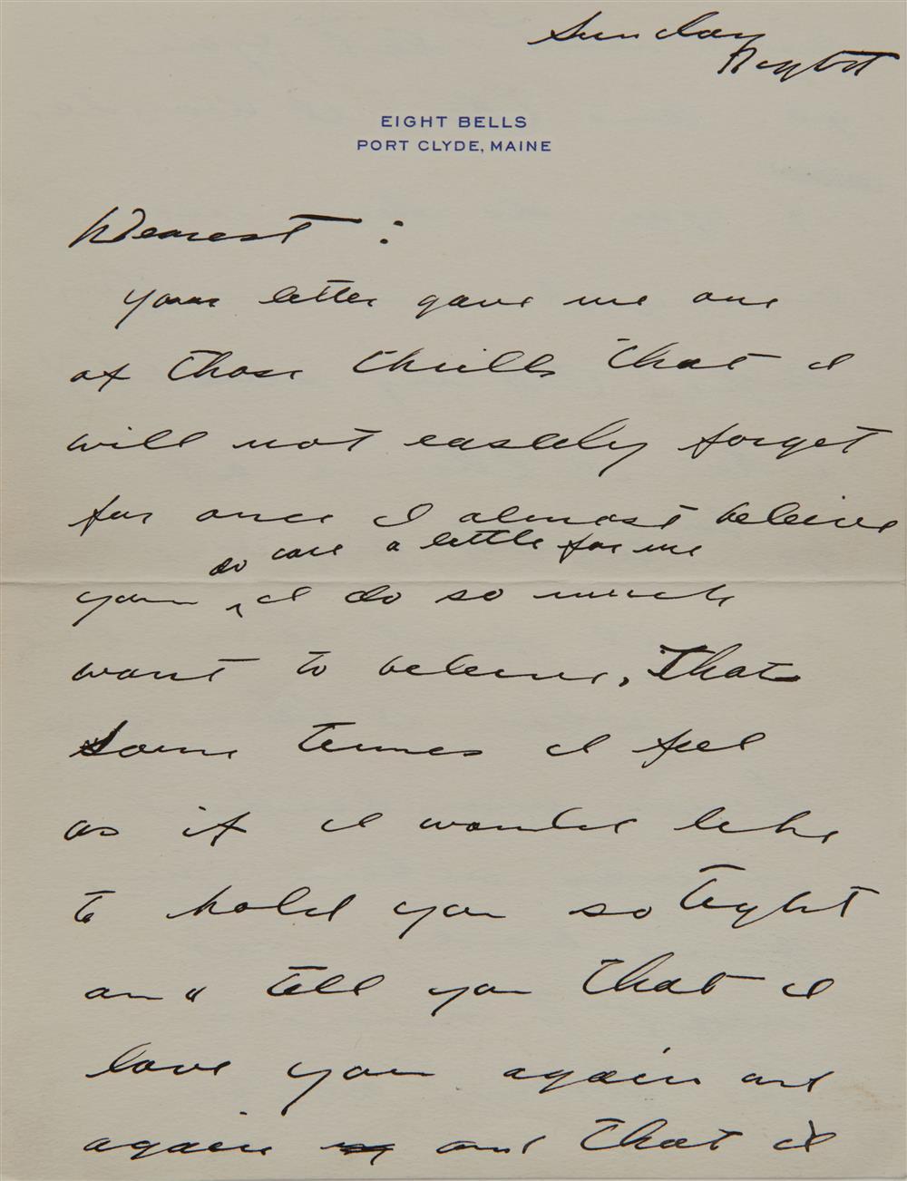 LETTER FROM ANDREW WYETH (AMERICAN,